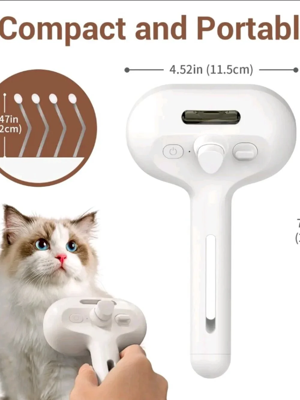 NEW Steam Brush for Pets Long Short Haired, 3-in-1 Spray Dematting Comb